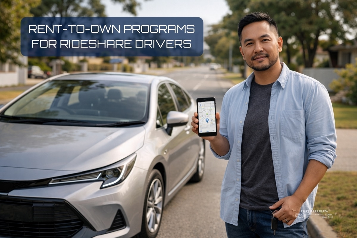 Rideshare driver with Toyota hybrid in Perth representing rent-to-own programs for rideshare drivers